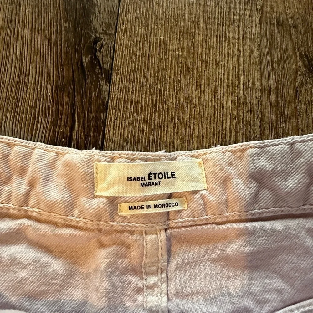 ISABEL MARANT Lesia Frayed Perforated Denim Shorts Lavender Size 36 or USA 4 - Picture 3 of 8